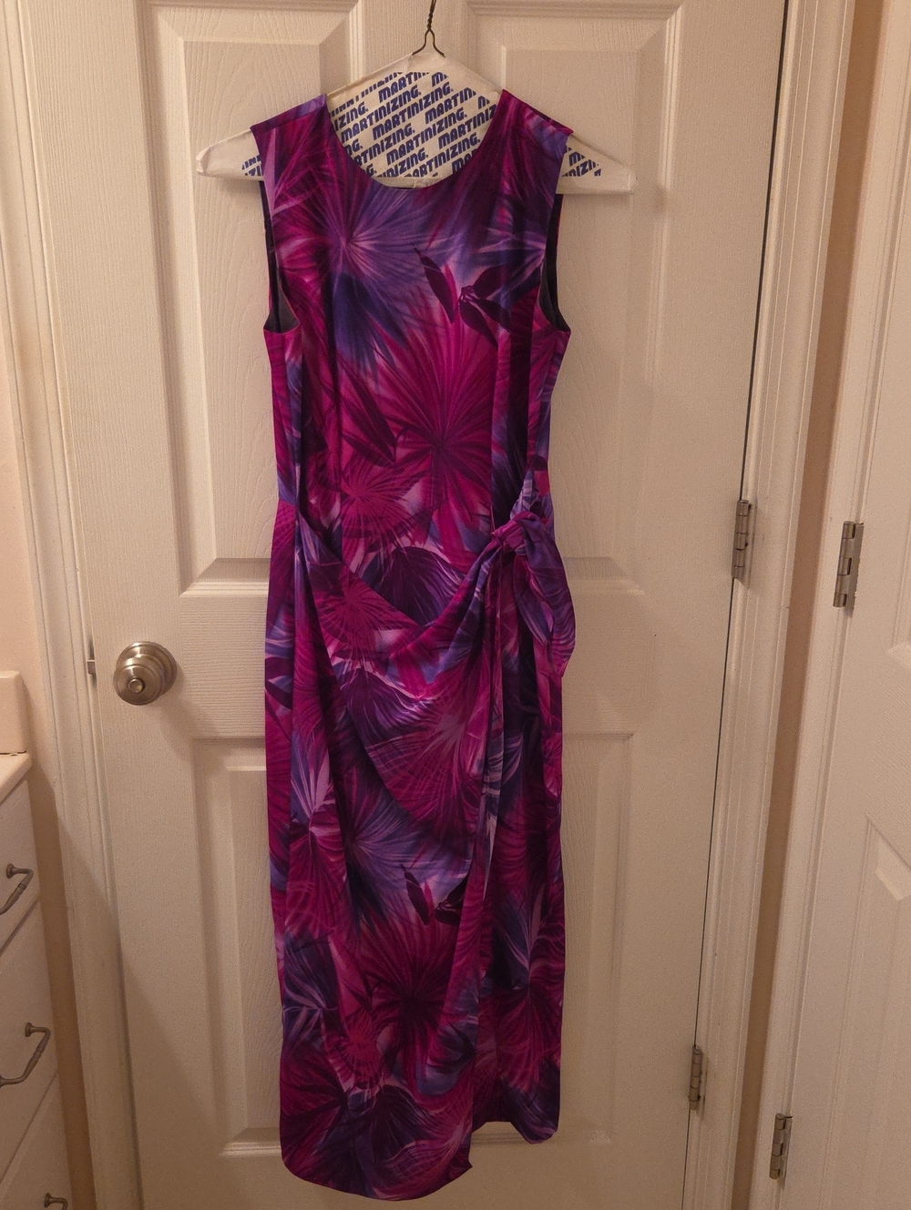 Byer California Sleeveless Purple & Pink Tropical Maxi Dress